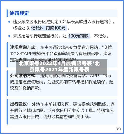 北京限号2022年4月最新限号表/北京限号2021年最新限号表-第3张图片